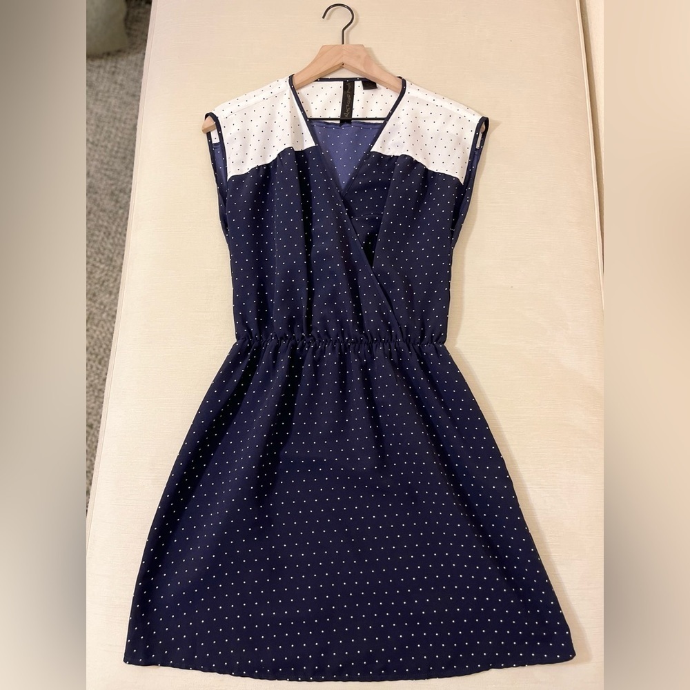 Petticoat Alley Navy Polka Dot Dress A-Line French Girl Preppy Chic Tennis